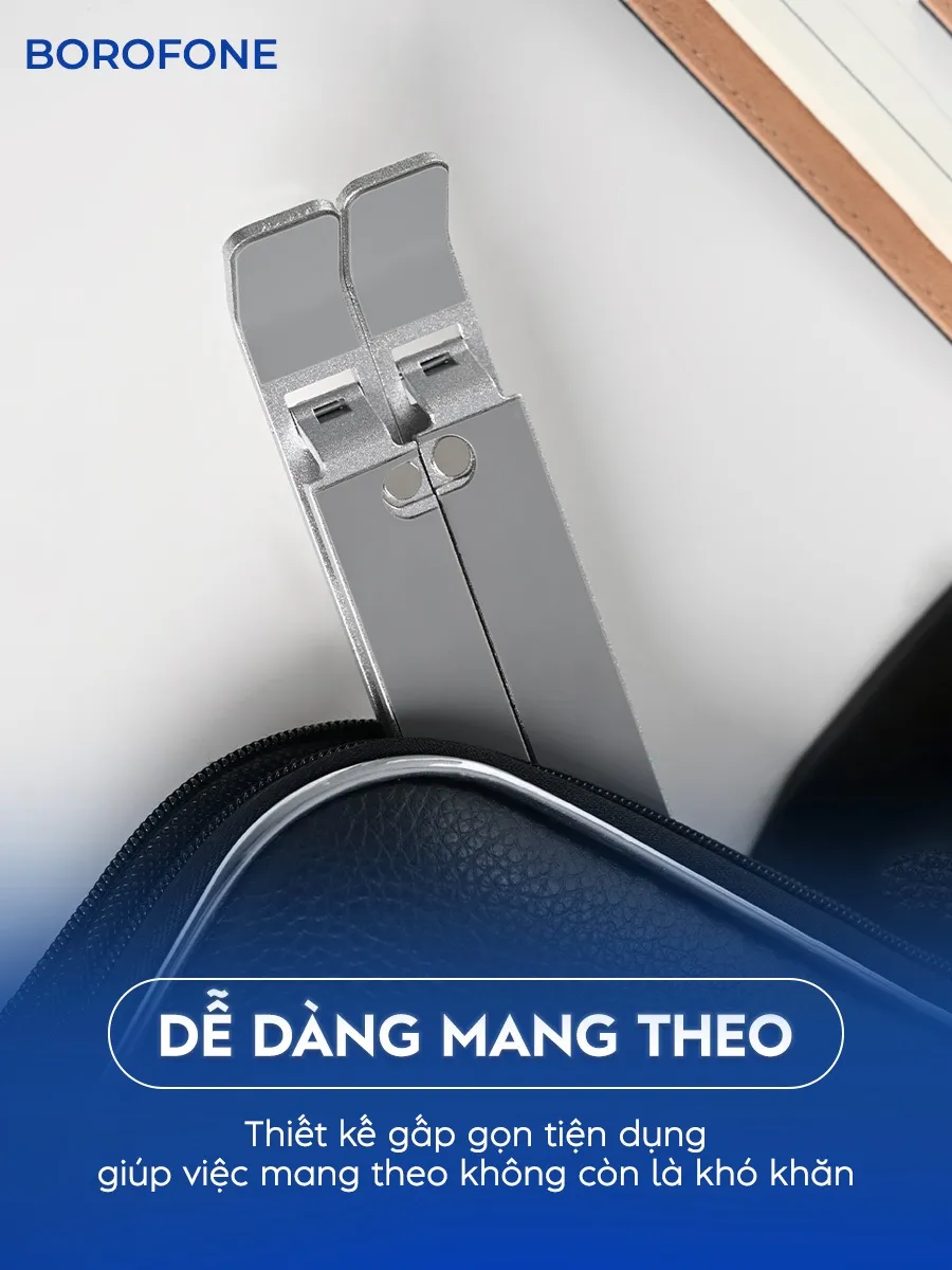 Ảnh Giá đỡ LAPTOP, MACBOOK, IPAD BOROFONE N4 bằng nhôm có thể điều chỉnh được độ cao, đế tản nhiệt kê laptop 3