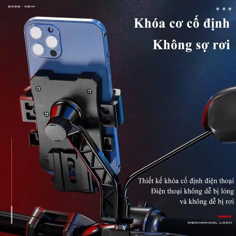 Ảnh Giá điện thoại gắn xe máy đa năng MYT Kẹp điện thoại chống nước gắn gương chiếu hậu xe máy xe đạp xoay lật tùy ý 2