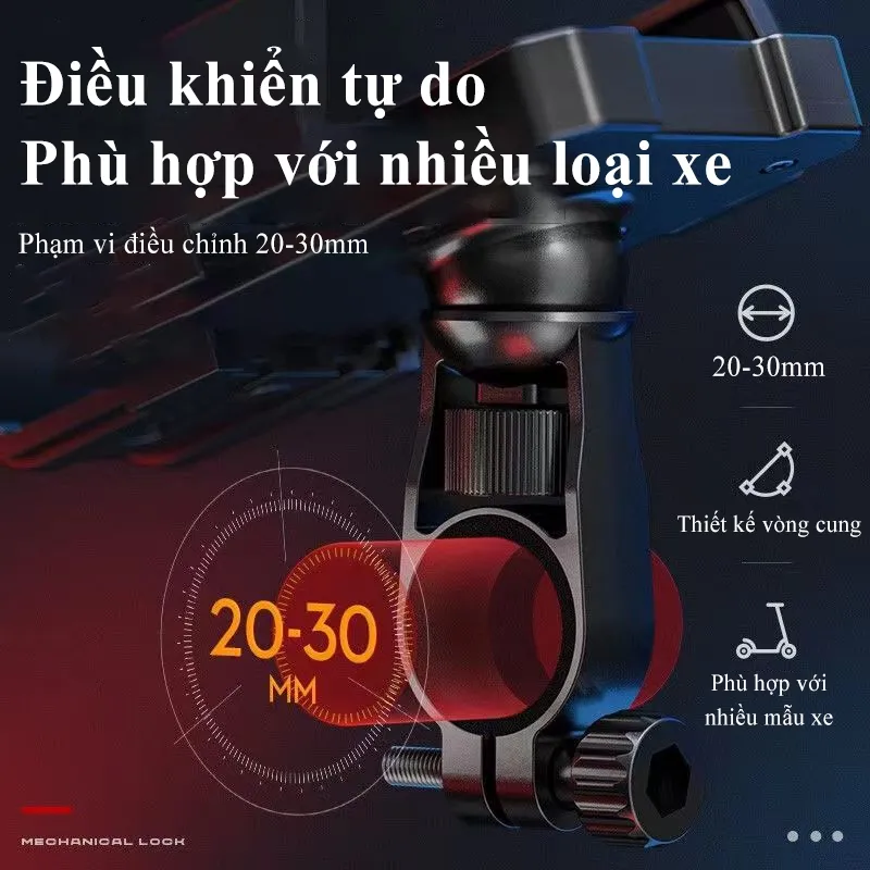Ảnh Giá điện thoại gắn xe máy đa năng MYT Kẹp điện thoại chống nước gắn gương chiếu hậu xe máy xe đạp xoay lật tùy ý 4