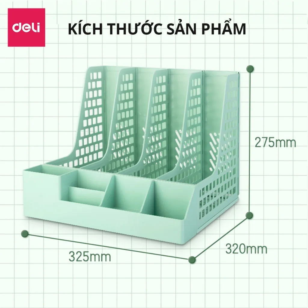 Ảnh Giá Kệ Đựng Tài Liệu Văn Phòng Deli - Khay Đựng Tài Liệu 4 Ngăn Kèm Khay Đựng Bút Đựng Sách Vở Để Bàn Decor Bàn Học 3