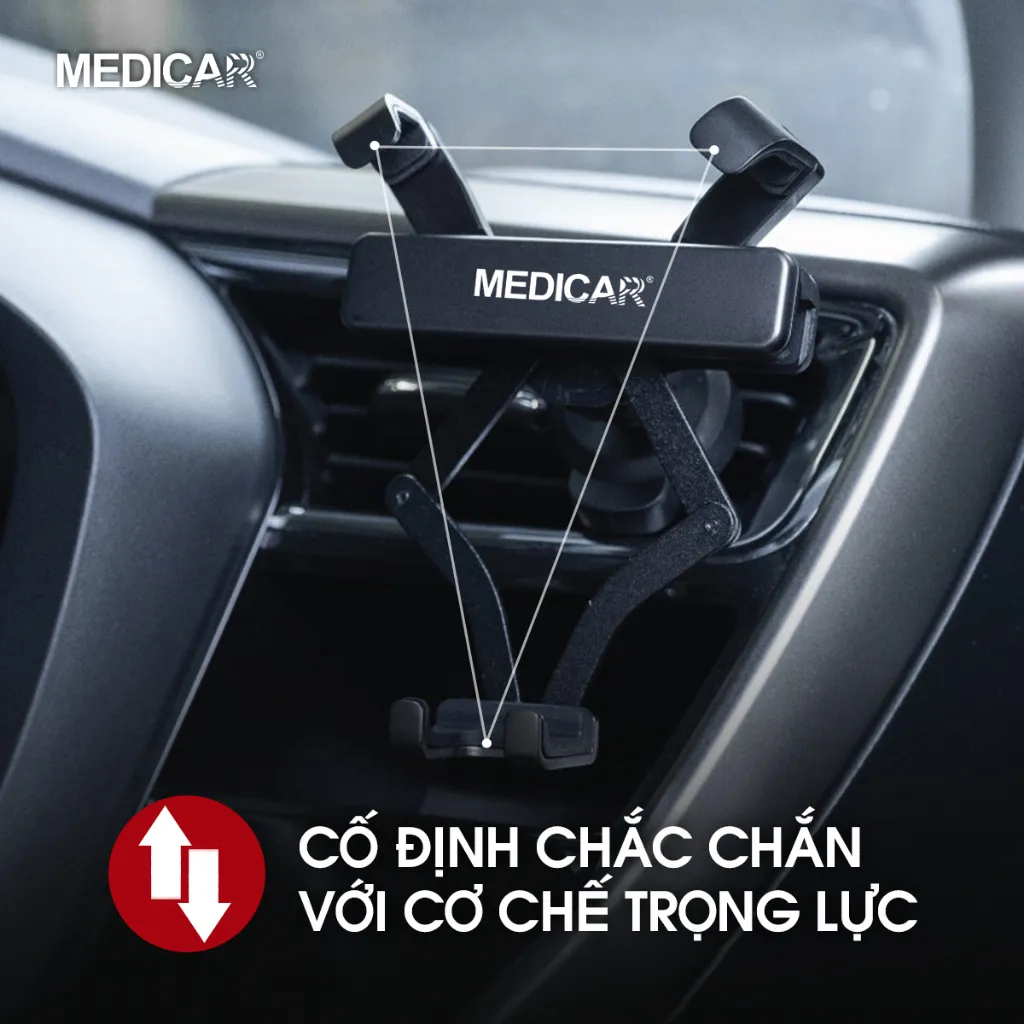 Ảnh Giá đỡ điện thoại chống rung ô tô MEDICAR V1 hợp kim nhôm cao cấp, phù hợp mọi dòng điện thoại, thao tác 1 tay tiện lợi 2