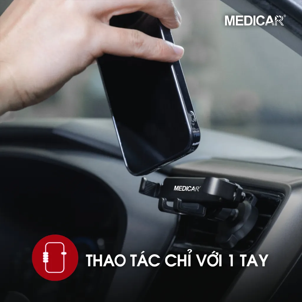 Ảnh Giá đỡ điện thoại chống rung ô tô MEDICAR V1 hợp kim nhôm cao cấp, phù hợp mọi dòng điện thoại, thao tác 1 tay tiện lợi 3