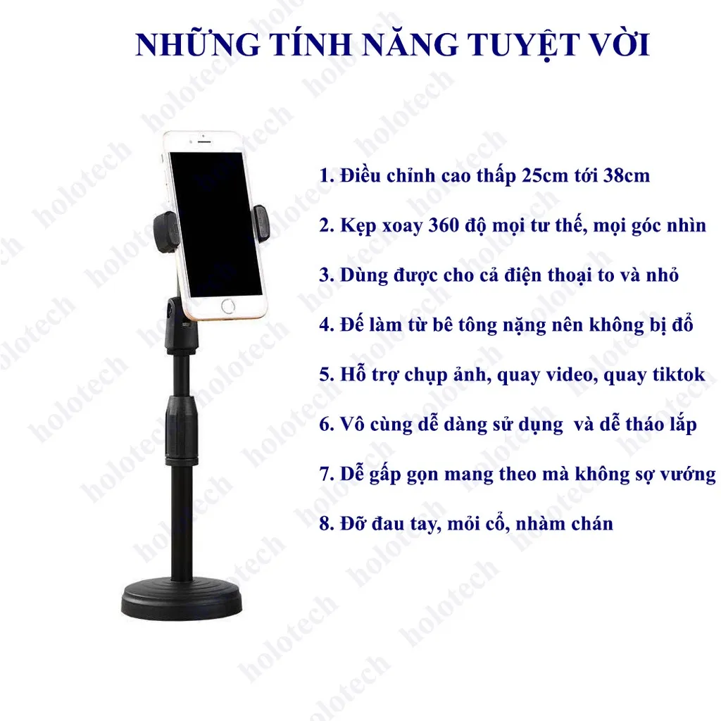 Ảnh Giá Đỡ Điện Thoại Để Bàn Gấp Gọn HOLOCOM K88, Kệ Đỡ Đa Năng Xoay 360 Độ Chắc Chắn Chụp Ảnh, Quay Video, Livestream 4