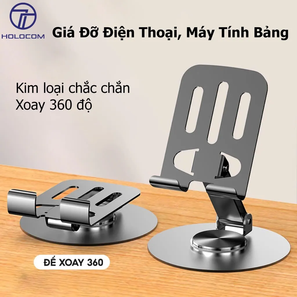Ảnh Giá Đỡ Điện Thoại Ipad Để Bàn HOLOCOM CY010 Đế Xoay 360 Độ, Kệ Đỡ Điện Thoại Bằng Hợp Kim Nhôm Gấp Gọn Tiện Lợi 1