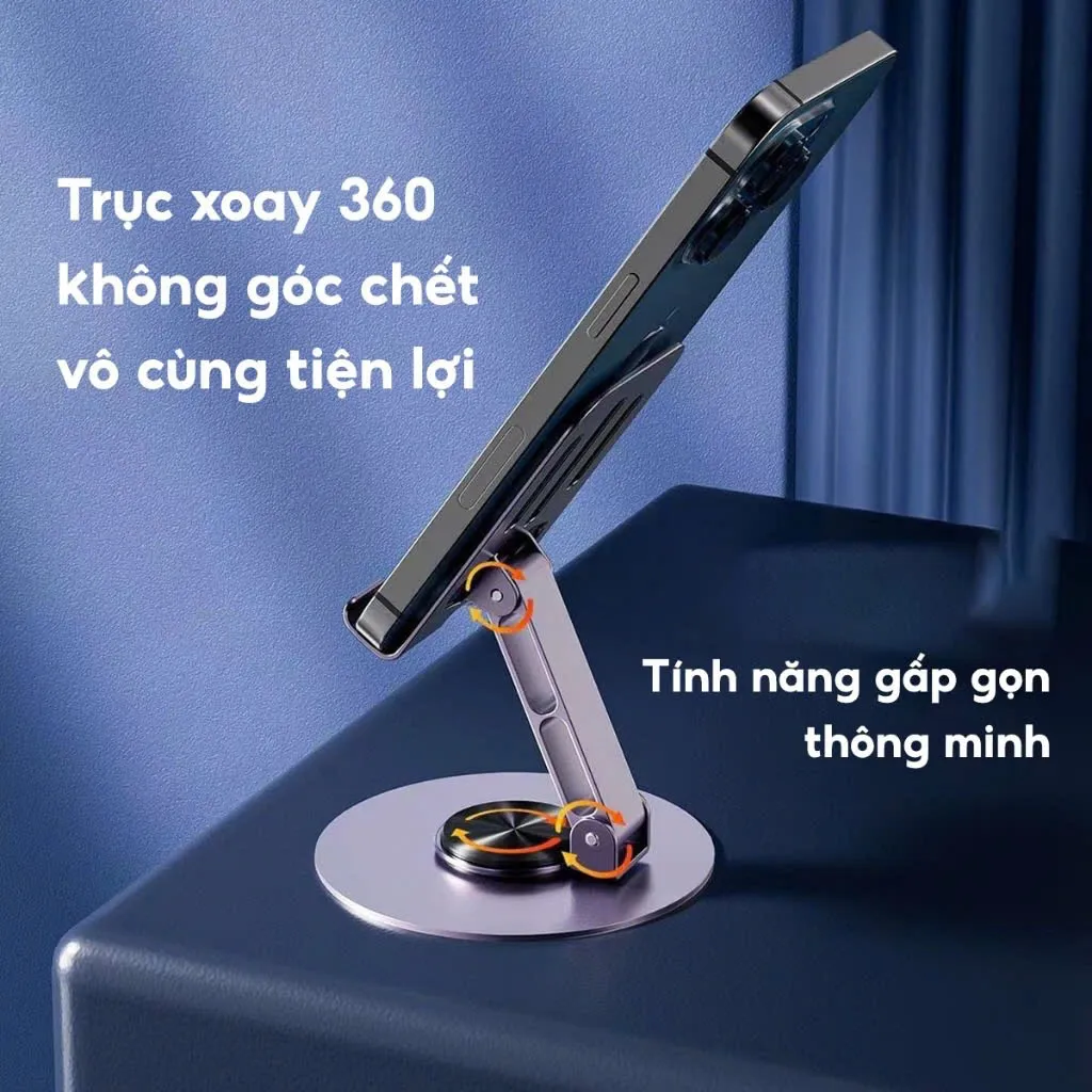 Ảnh Giá Đỡ Điện Thoại Ipad Để Bàn HOLOCOM CY010 Đế Xoay 360 Độ, Kệ Đỡ Điện Thoại Bằng Hợp Kim Nhôm Gấp Gọn Tiện Lợi 4