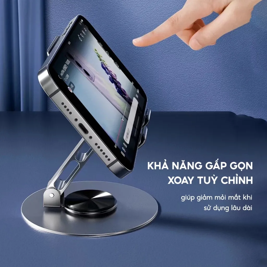 Ảnh Giá Đỡ Điện Thoại Máy Tính Bảng Vinzy Xoay 360 Hợp Kim Nhôm, Kệ Điện Thoại Xem Phim Livestream 2