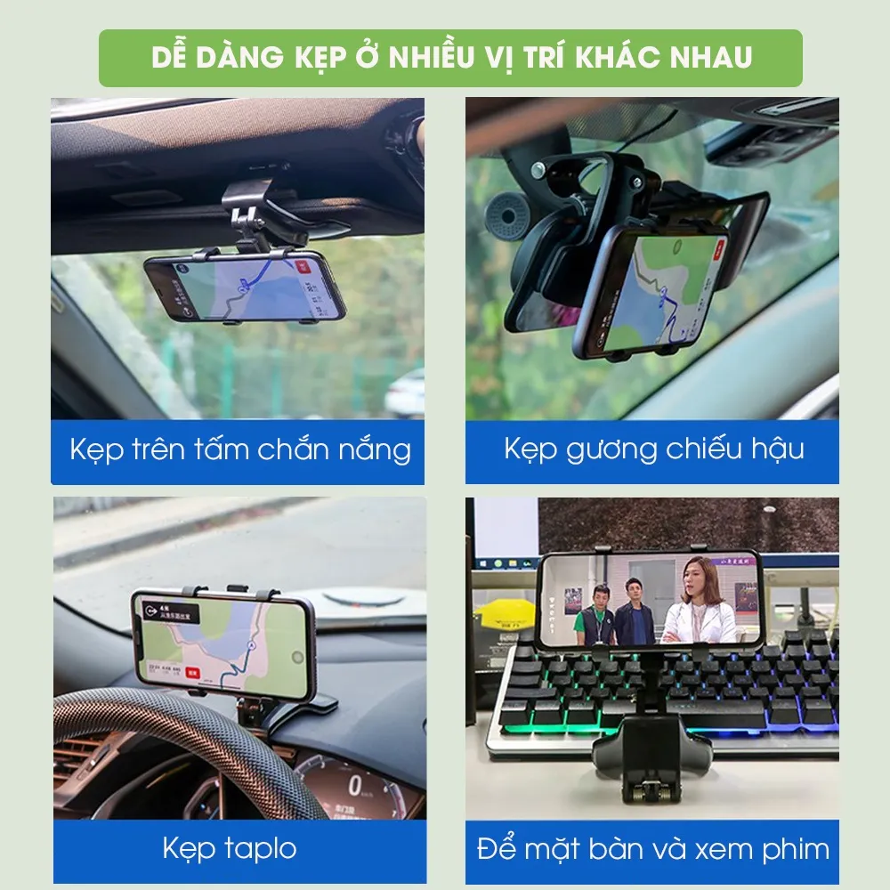 Ảnh Giá đỡ điện thoại ô tô, kẹp taplo xoay 360 độ kèm bảng số điện thoại, phụ kiện xe hơi Tâm Luân 2