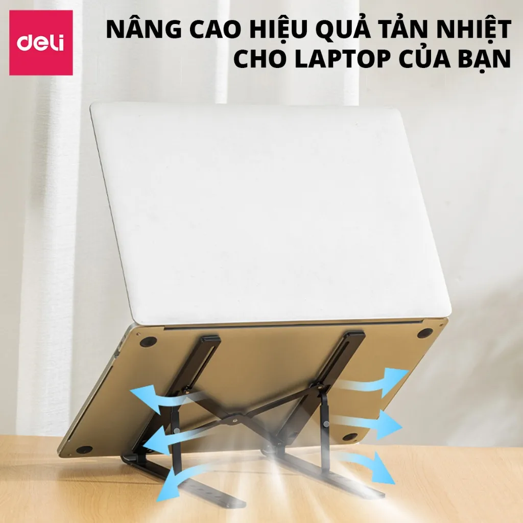 Ảnh Giá Đỡ Laptop DELI - Hợp Kim Nhôm Điều Chỉnh Độ Cao 6 Nấc Tản Nhiệt Cho Máy Tính Bảng Macbook 3