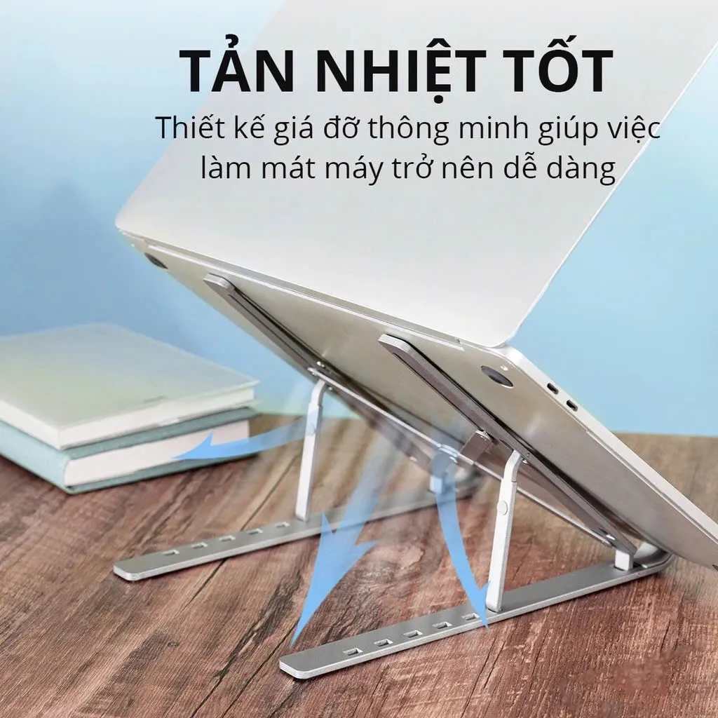 Ảnh Giá Đỡ Laptop, Ipad, Macbook N7 Hợp Kim Nhôm Điều Chỉnh 7 Nấc Độ Cao, Giá Kê Laptop Tản Nhiệt - HOLOCOM 2