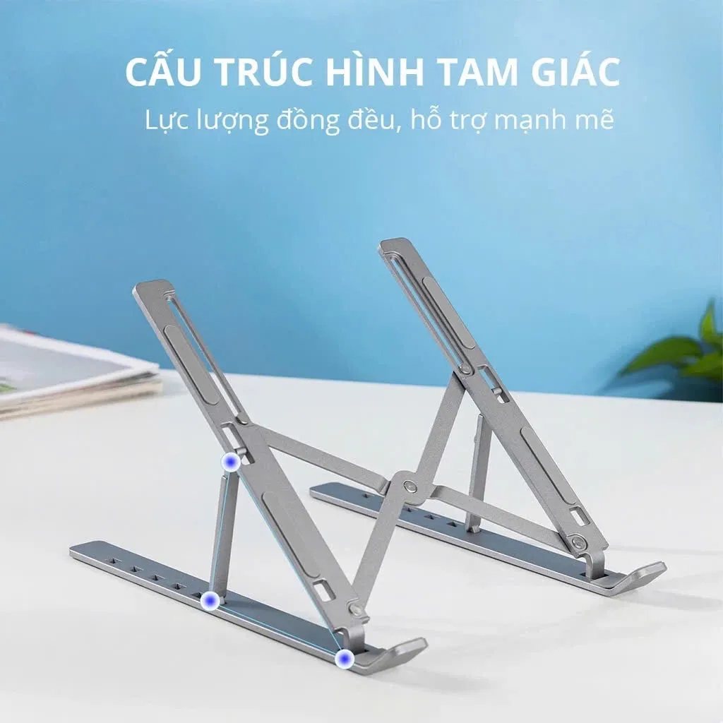 Ảnh Giá Đỡ Laptop, Ipad, Macbook N7 Hợp Kim Nhôm Điều Chỉnh 7 Nấc Độ Cao, Giá Kê Laptop Tản Nhiệt - HOLOCOM 4