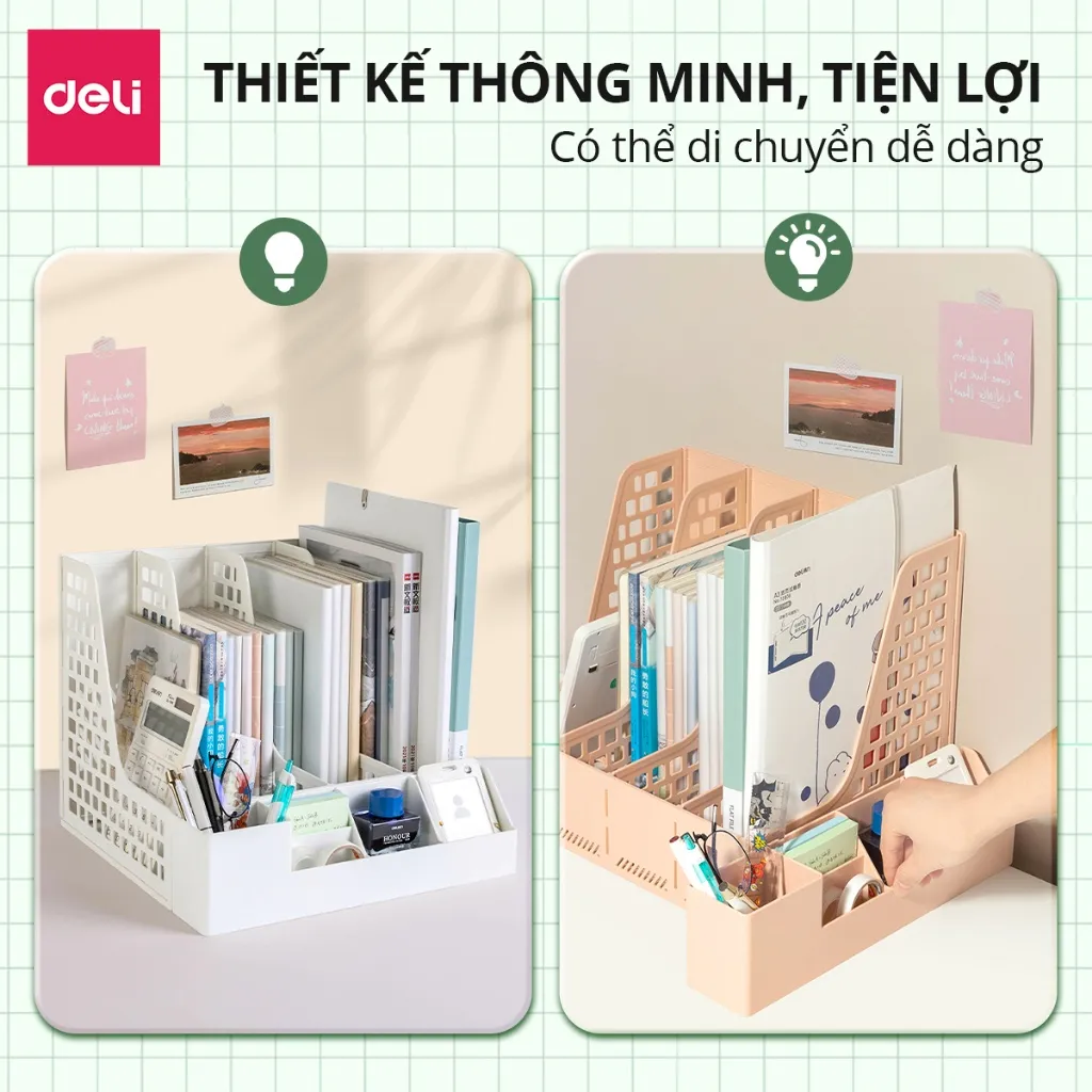 Ảnh Giá Đựng Tài Liệu DELI 4 Ngăn Kệ Đựng Sách Vở Hồ Sơ Giấy Tờ Văn Phòng Màu Pastel Dễ Thương Nhỏ Gọn 2