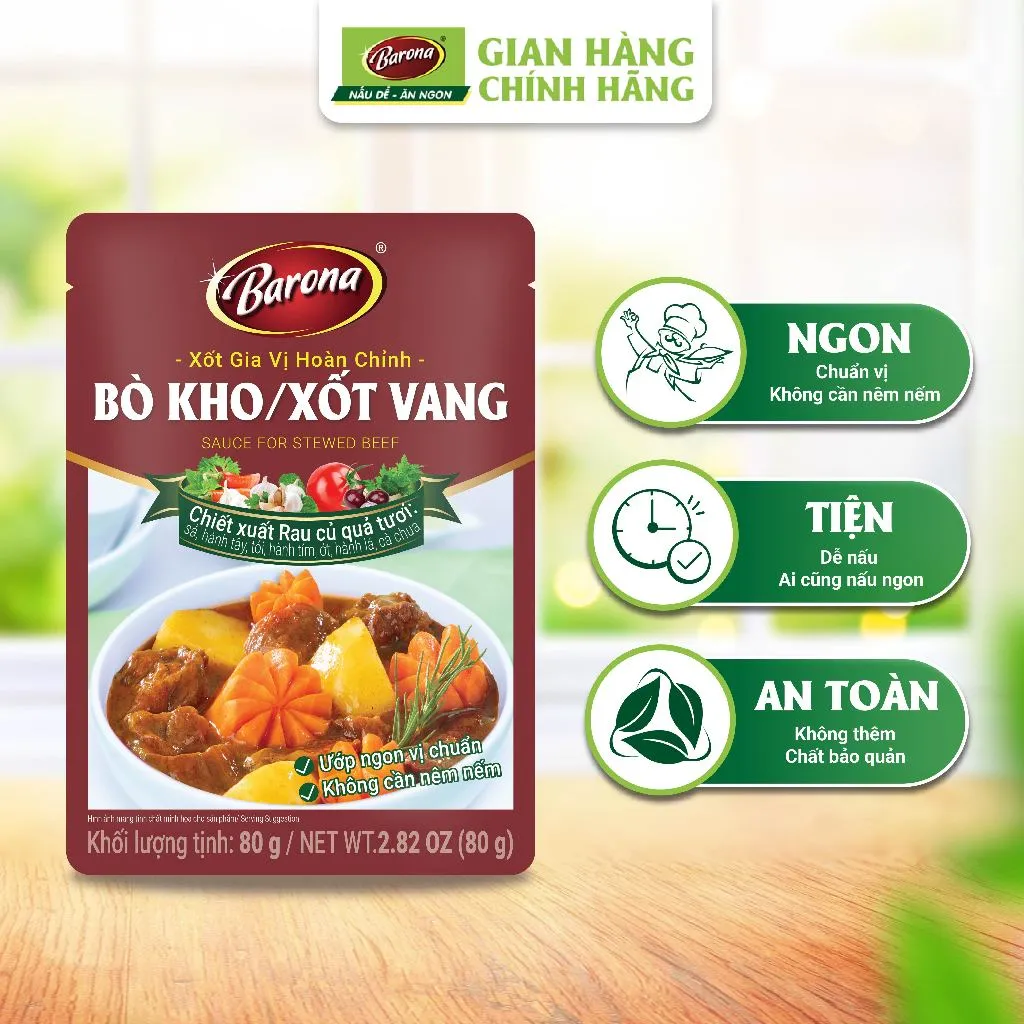 Ảnh Gia Vị Barona 80g ướp ngon chuẩn vị không cần nêm nếm [Khi mua 20 gói bất kì tặng 1 gói Bún Sườn 110g,HSD:12/2025] 4