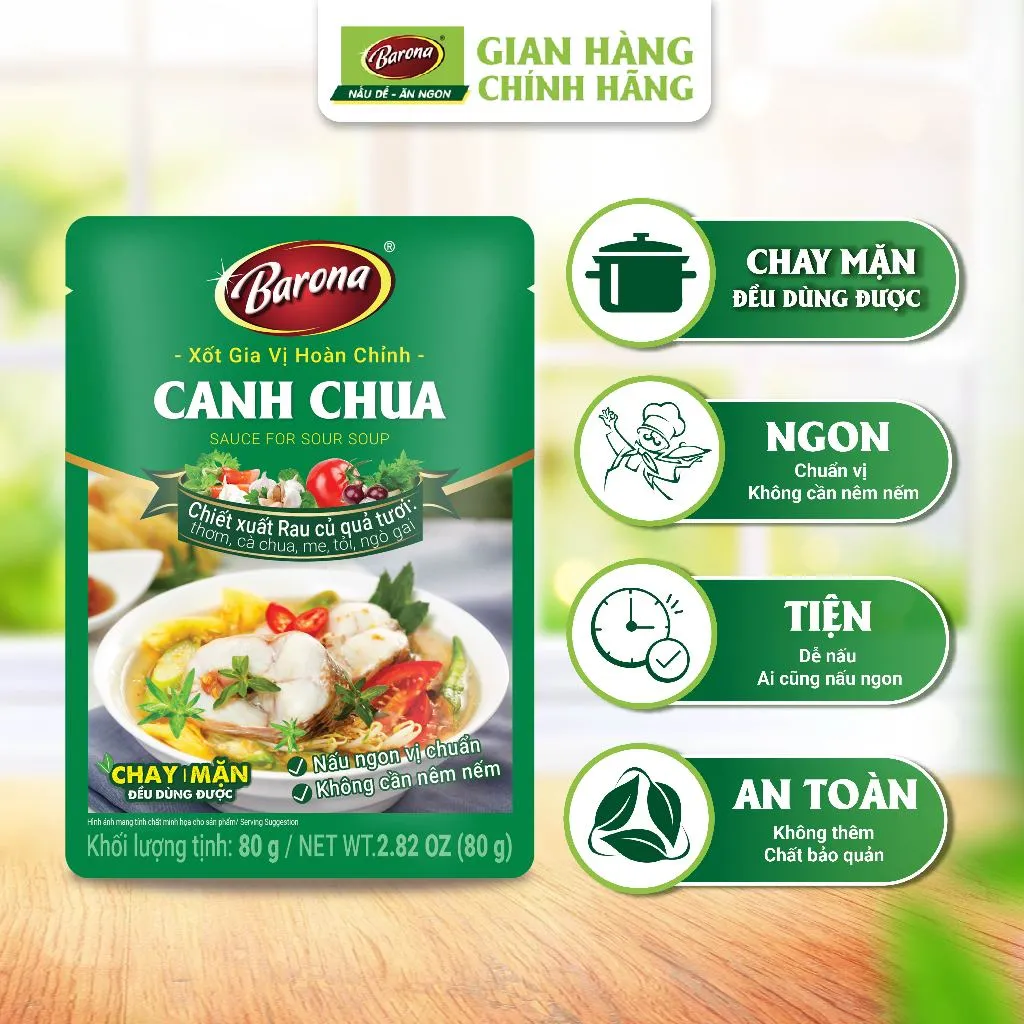 Ảnh Gia Vị Canh Chua Barona 80g chay mặn dùng được, tươi ngon chuẩn vị không cần nêm nếm 1