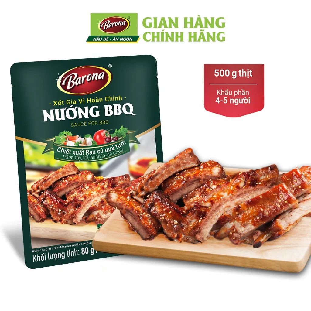 Ảnh Gia Vị Nướng BBQ Barona 80g ướp ngon chuẩn vị không cần nêm nếm 3