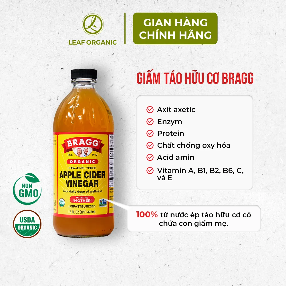 Ảnh Giấm táo hữu cơ Bragg 946ml - Hàng nhập khẩu 3