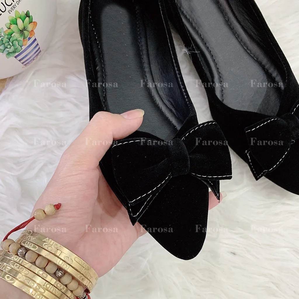 Ảnh Giày bệt búp bê nữ nữ mũi nhọn FAROSA phối nơ nhung xinh xắn êm chân mã B4 4