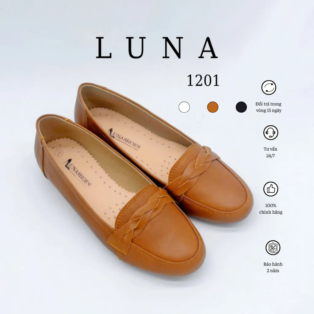 Ảnh Giày bệt nữ 2p LUNASHOES 1201 mũi trọn họa tiết đẹp êm chân phù hợp mọi lứa tuổi 2