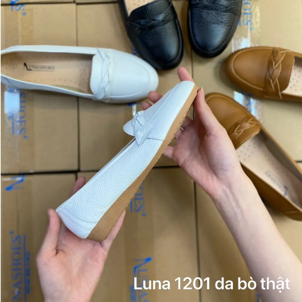 Ảnh Giày bệt nữ 2p LUNASHOES 1201 mũi trọn họa tiết đẹp êm chân phù hợp mọi lứa tuổi 3