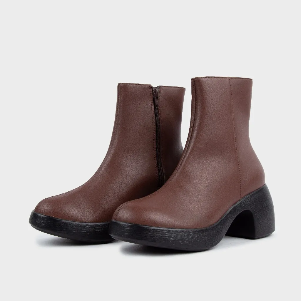 Ảnh Giày Boot Nữ Cao Gót Kumoo DARA Màu Nâu BL-CG-KUMO-003-B Boot Lửng Nữ Thời Trang, Cá Tính 2