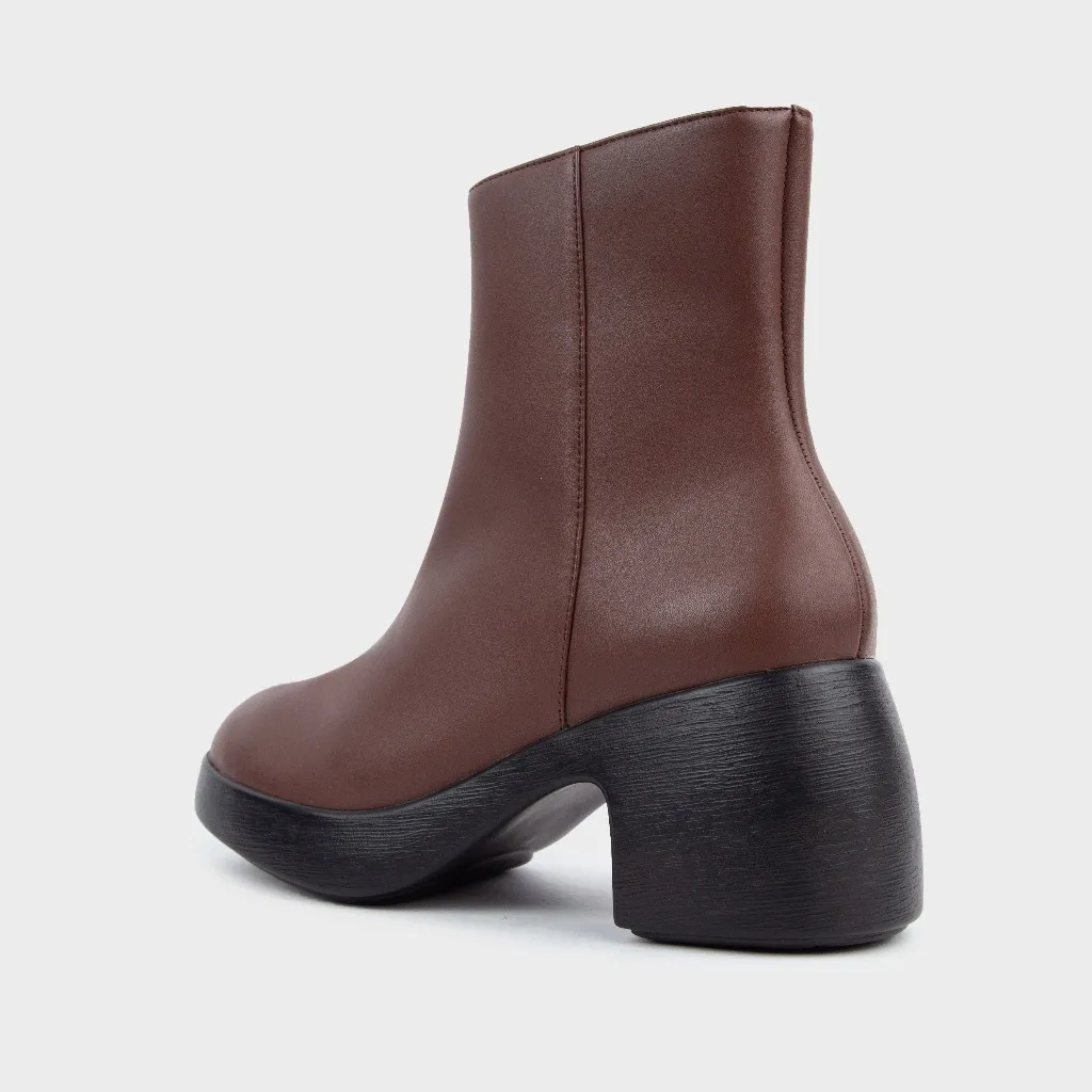 Ảnh Giày Boot Nữ Cao Gót Kumoo DARA Màu Nâu BL-CG-KUMO-003-B Boot Lửng Nữ Thời Trang, Cá Tính 3