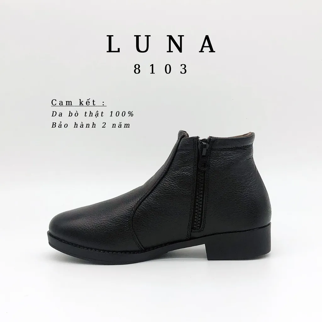 Ảnh Giày Bốt Nữ Boot nữ LUNASHOES 8103 Da bò 100% cao 3p đế tpr chống trơn lót siêu êm bảo hành 2 năm 1