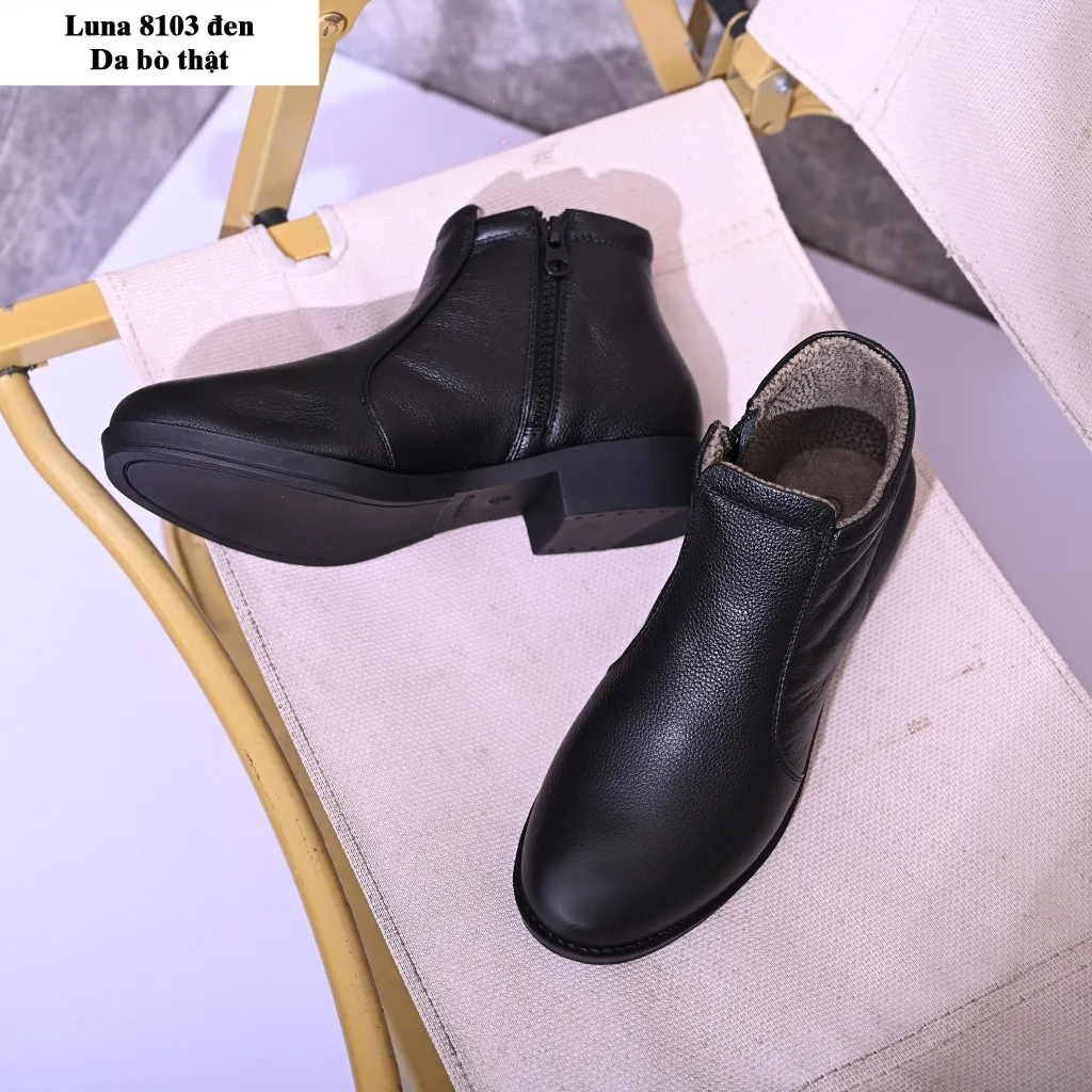 Ảnh Giày Bốt Nữ Boot nữ LUNASHOES 8103 Da bò 100% cao 3p đế tpr chống trơn lót siêu êm bảo hành 2 năm 3