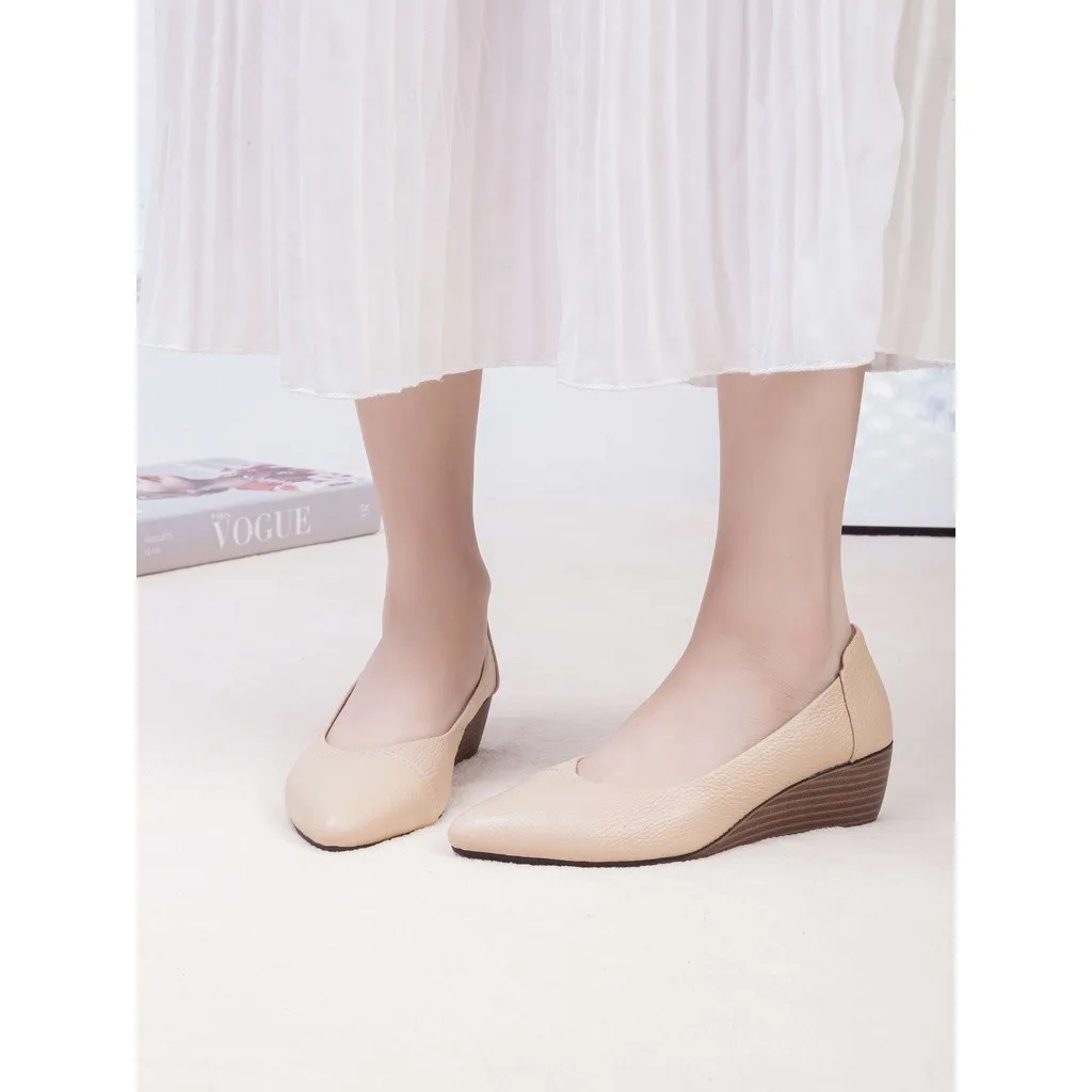 Ảnh Giày Búp Bê Đế Xuồng Da Thật Mũi Nhọn Đế Đen Pixie X783 2