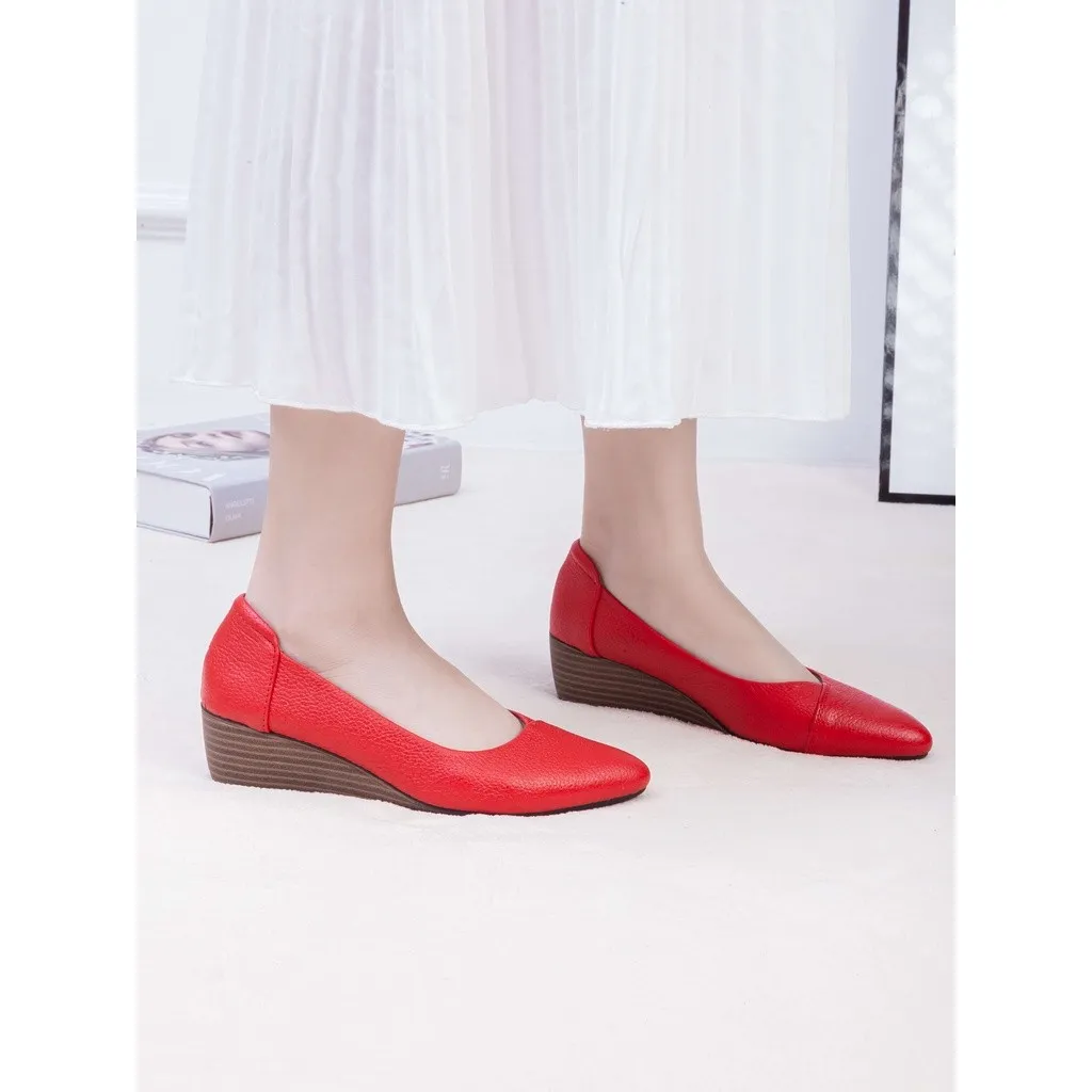 Ảnh Giày Búp Bê Đế Xuồng Da Thật Mũi Nhọn Đế Đen Pixie X783 3