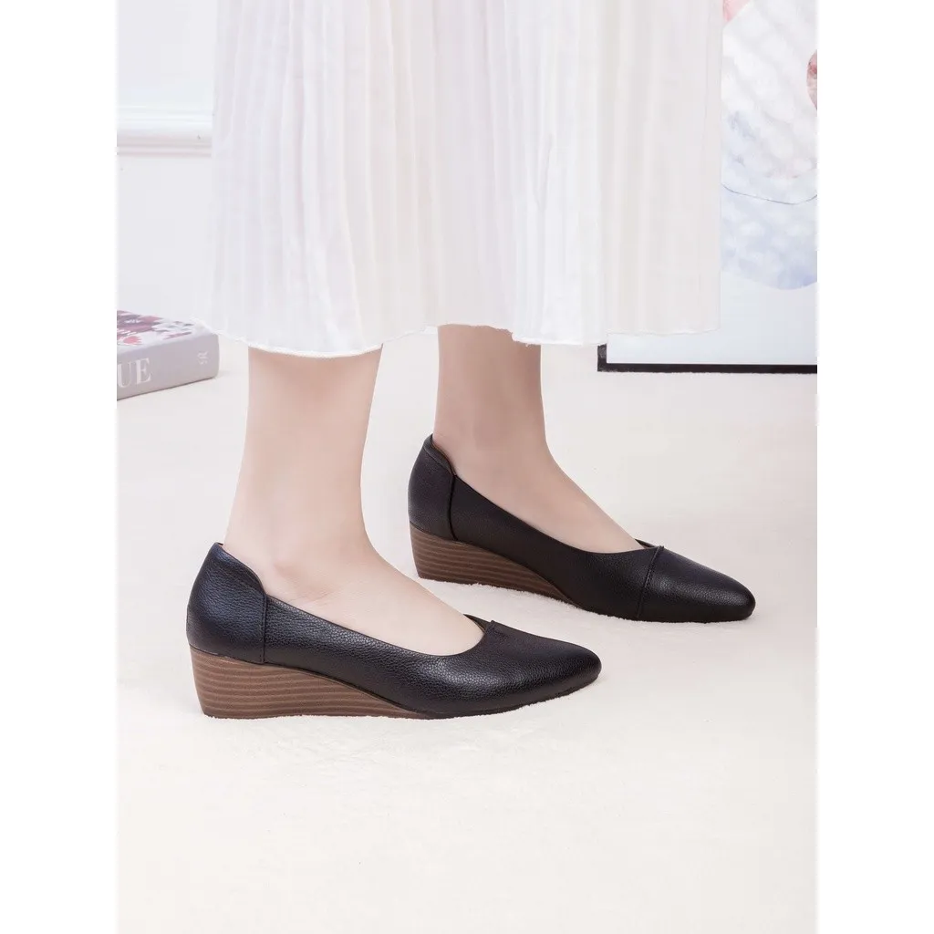 Ảnh Giày Búp Bê Đế Xuồng Da Thật Mũi Nhọn Đế Đen Pixie X783 4
