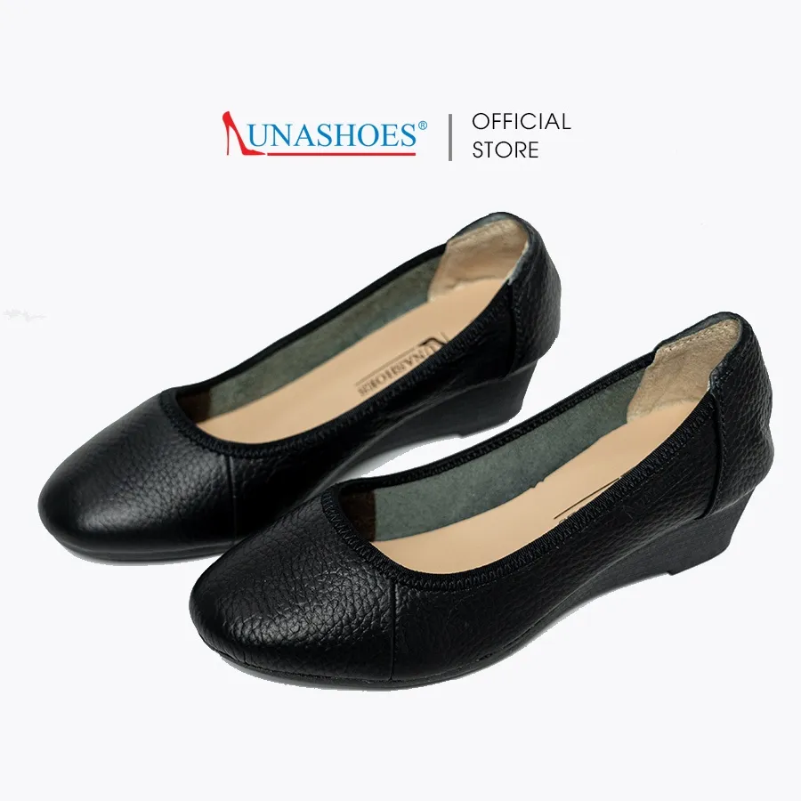 Ảnh Giày búp bê đế xuồng nữ 3p LUNASHOES 2510 mũi vuông không có nơ da bò mềm êm chân tiếp viên hàng không 3