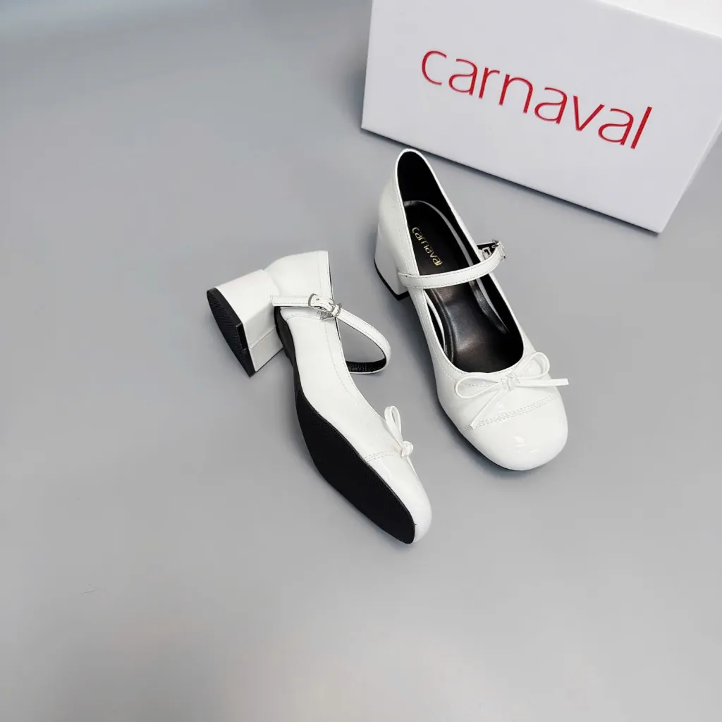 Ảnh Giày Búp Bê Nữ Cao Gót 4cm Thời Trang Carnaval - Kiểu Dáng Lolita, Phong Cách Tiểu Thư - VS107 4