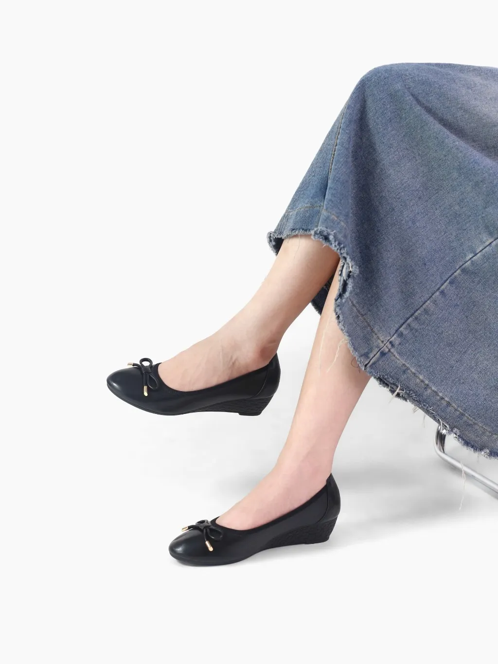 Ảnh Giày Búp Bê Nữ Mũi tròn Đế Xuồng Basic Đính Nơ Da Thật Êm Mềm Cillie CG14 2