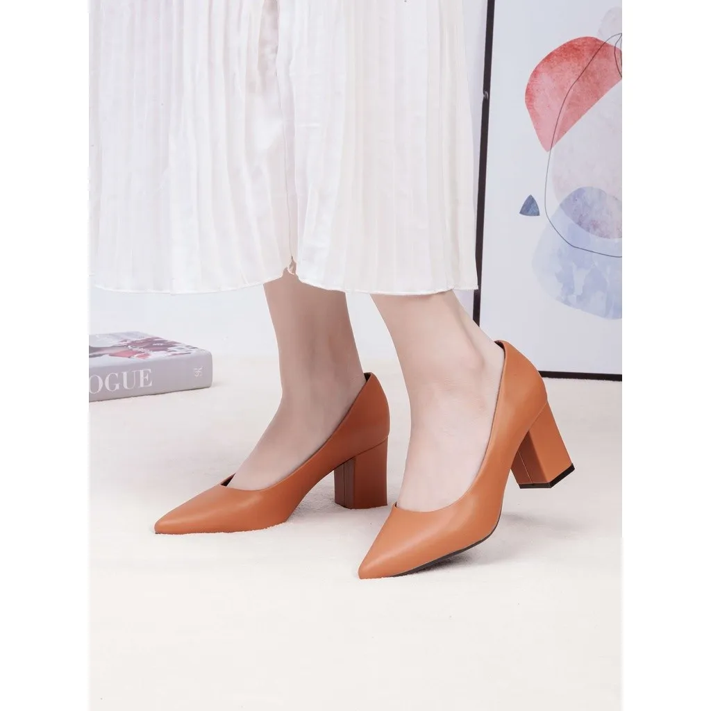 Ảnh Giày Cao Gót 6cm Đế Vuông Mũi Nhọn Basic Pixie P159 3