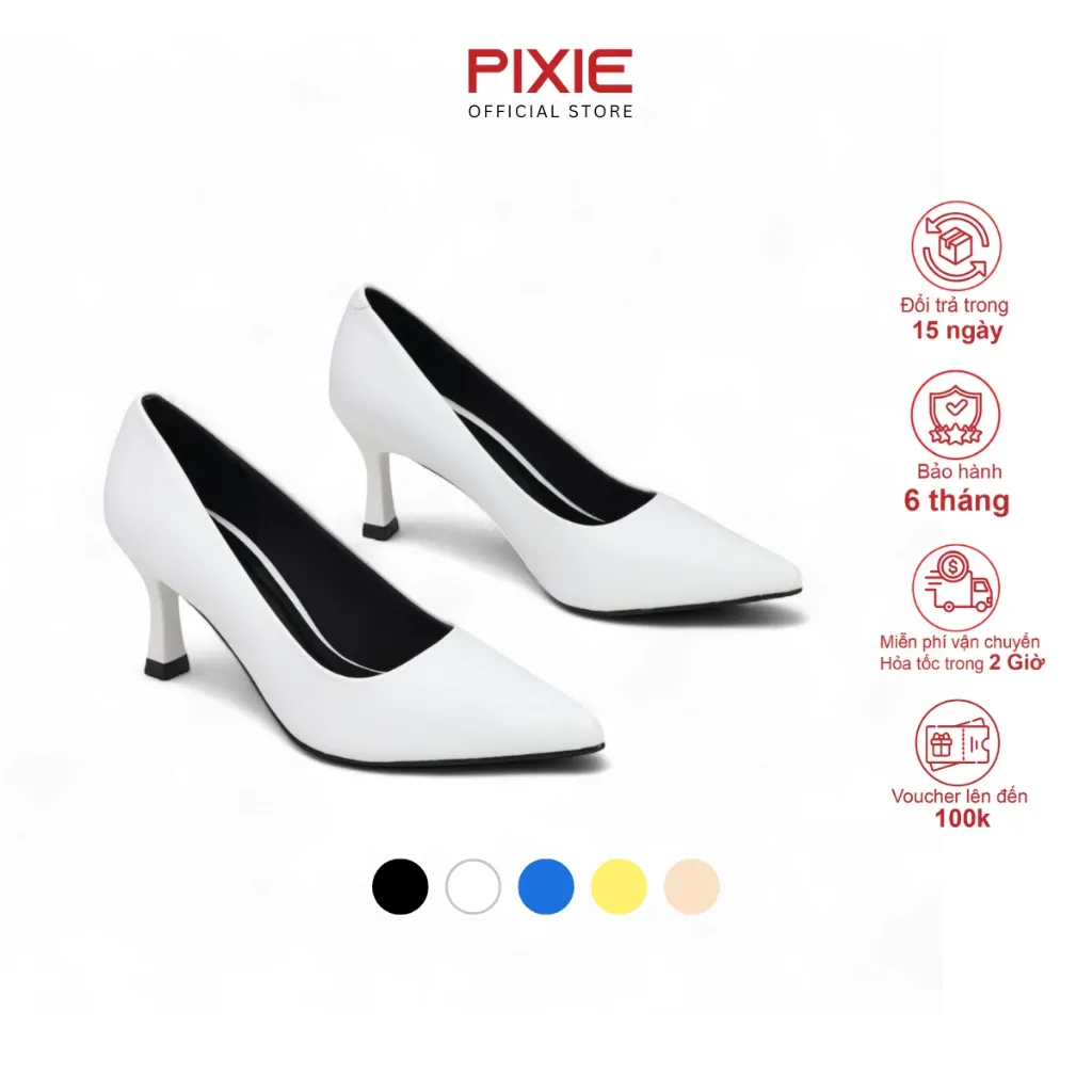 Ảnh Giày Cao Gót 7cm Basic Mũi Nhọn Êm Chân Pixie X457 1