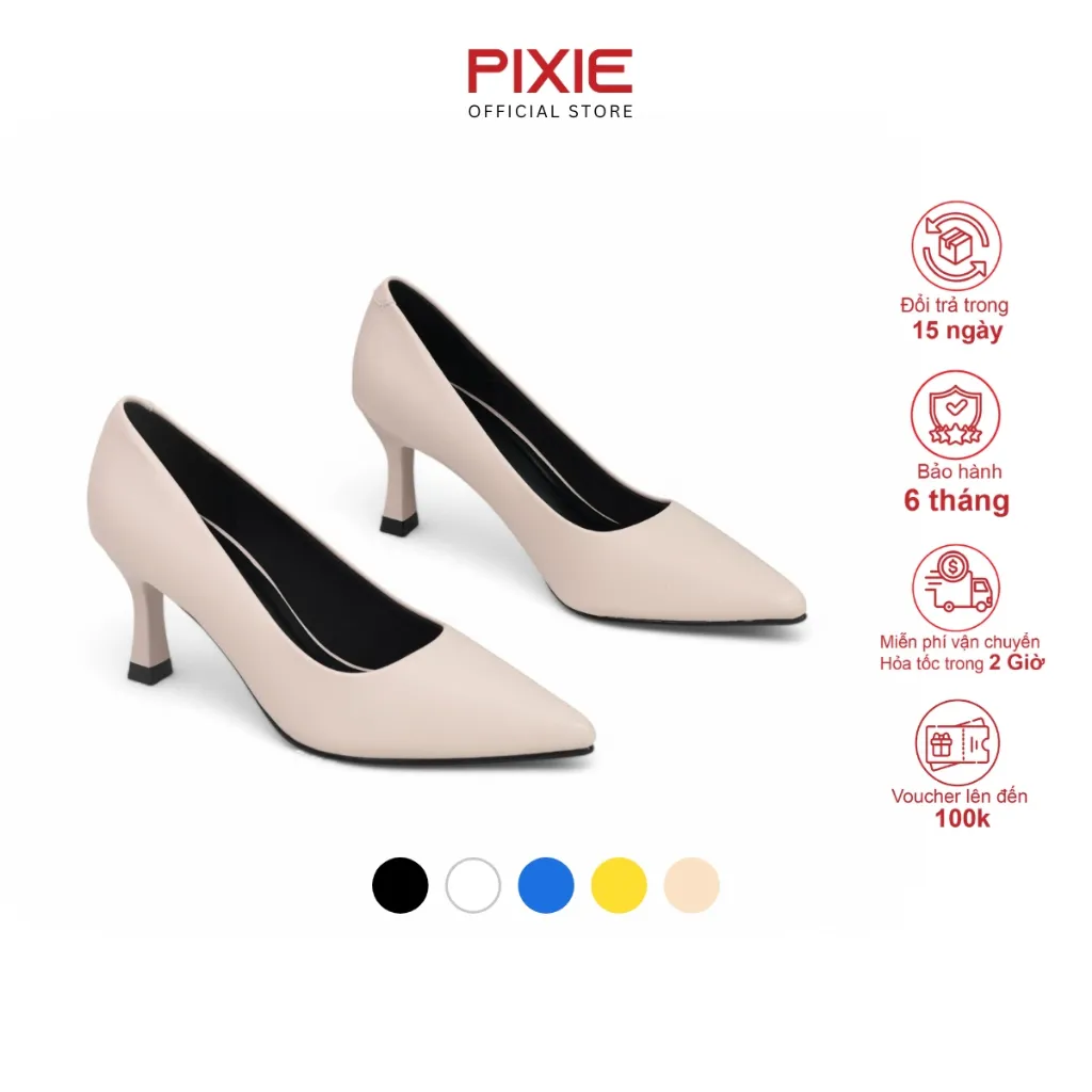Ảnh Giày Cao Gót 7cm Basic Mũi Nhọn Mềm Pixie X457 1