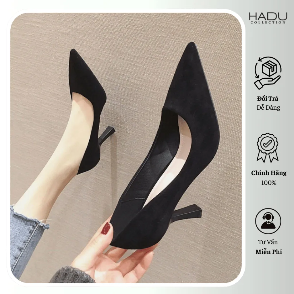 Ảnh Giày Cao Gót 7P Bít Mũi Công Sở Da Mềm HADU G760 Lót Khử Mùi Êm Ái BH 12 Tháng 4