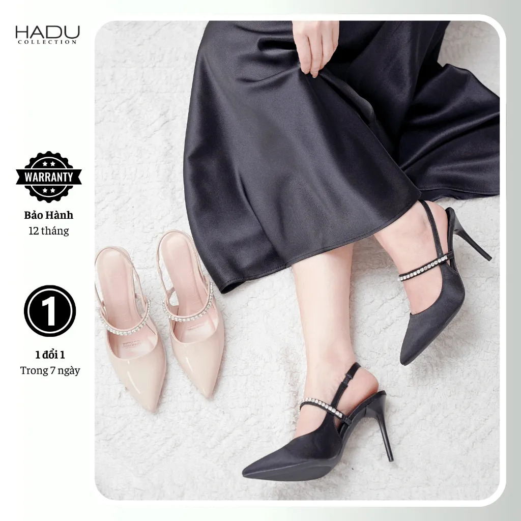 Ảnh Giày Cao Gót 9P Slingback Quai Ngang Đính Đá ELRIN HADU M970 Da PU Cao Cấp Êm Mềm BH 12T 3