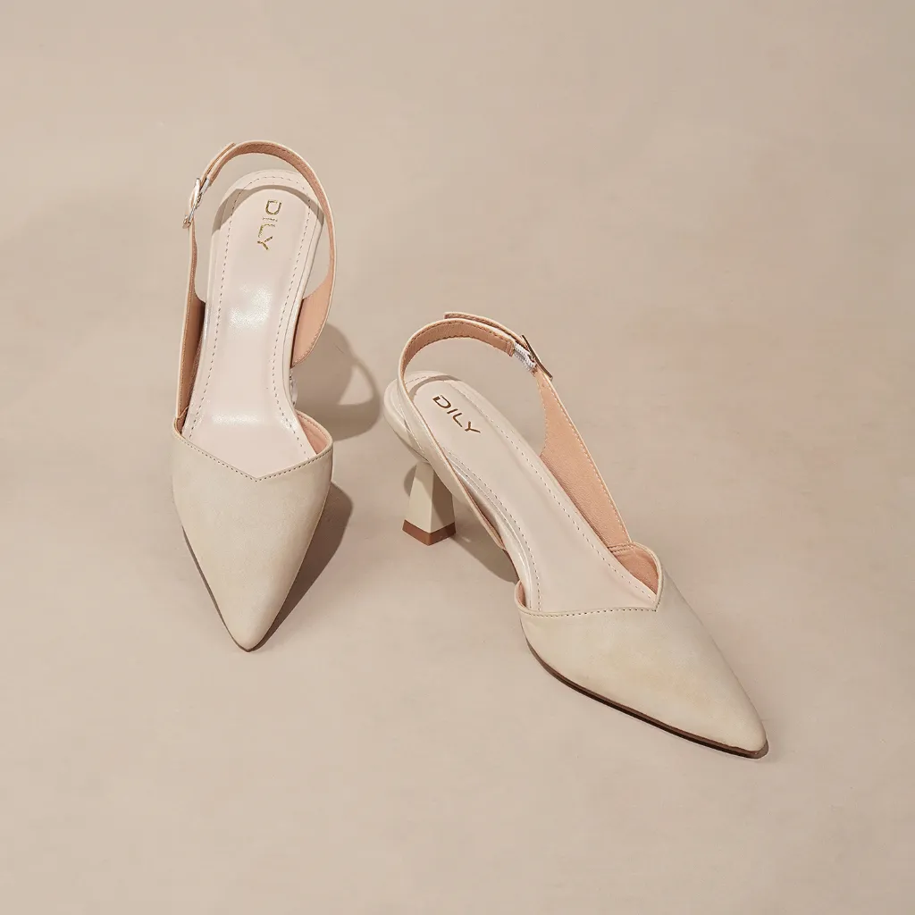 Ảnh Giày cao gót bít mũi nữ DILY phối da sang trọng, giày slingback nữ tiện lợi cổ điển cao 6.5cm AA0479 4
