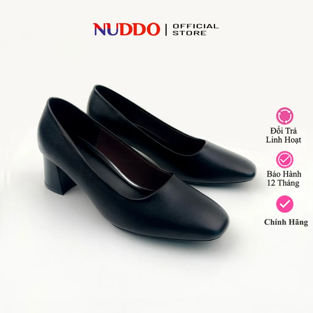Ảnh Giày Cao Gót Công Sở Nữ Đế Vuông 5cm, Giày Búp Bê Nữ Mũi Vuông Da Mềm NUDDO NU208 1