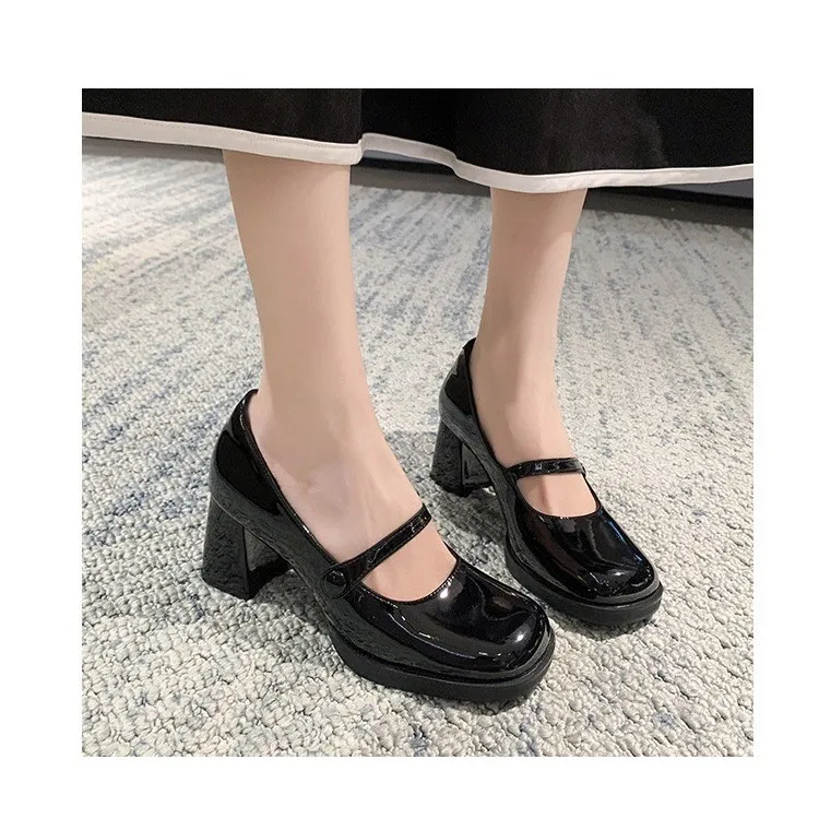 Ảnh Giày cao gót đế vuông quai ngọc thời trang 7cm FAROSA - C24 chất da bóng cực sang chảnh (FORM TO) 4