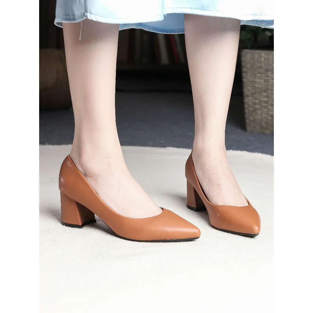 Ảnh Giày Cao Gót Đế Vuông 5cm Mũi Nhọn Basic Pixie P055 4