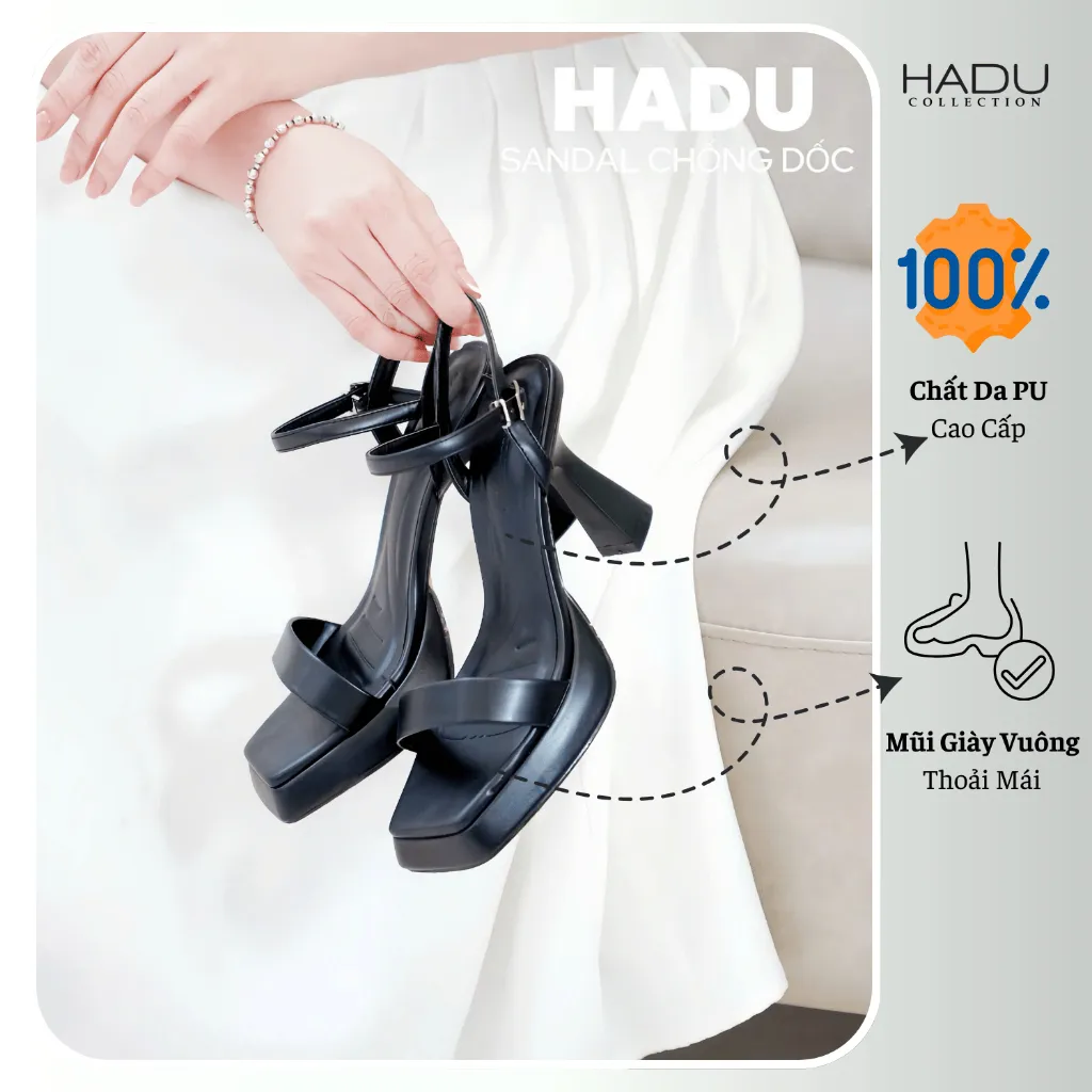 Ảnh Giày Cao Gót Đế Vuông 9P Quai Ngang Đúp Trước 3P VENESSA HADU M967 Da PU Cao Cấp BH 12T 2