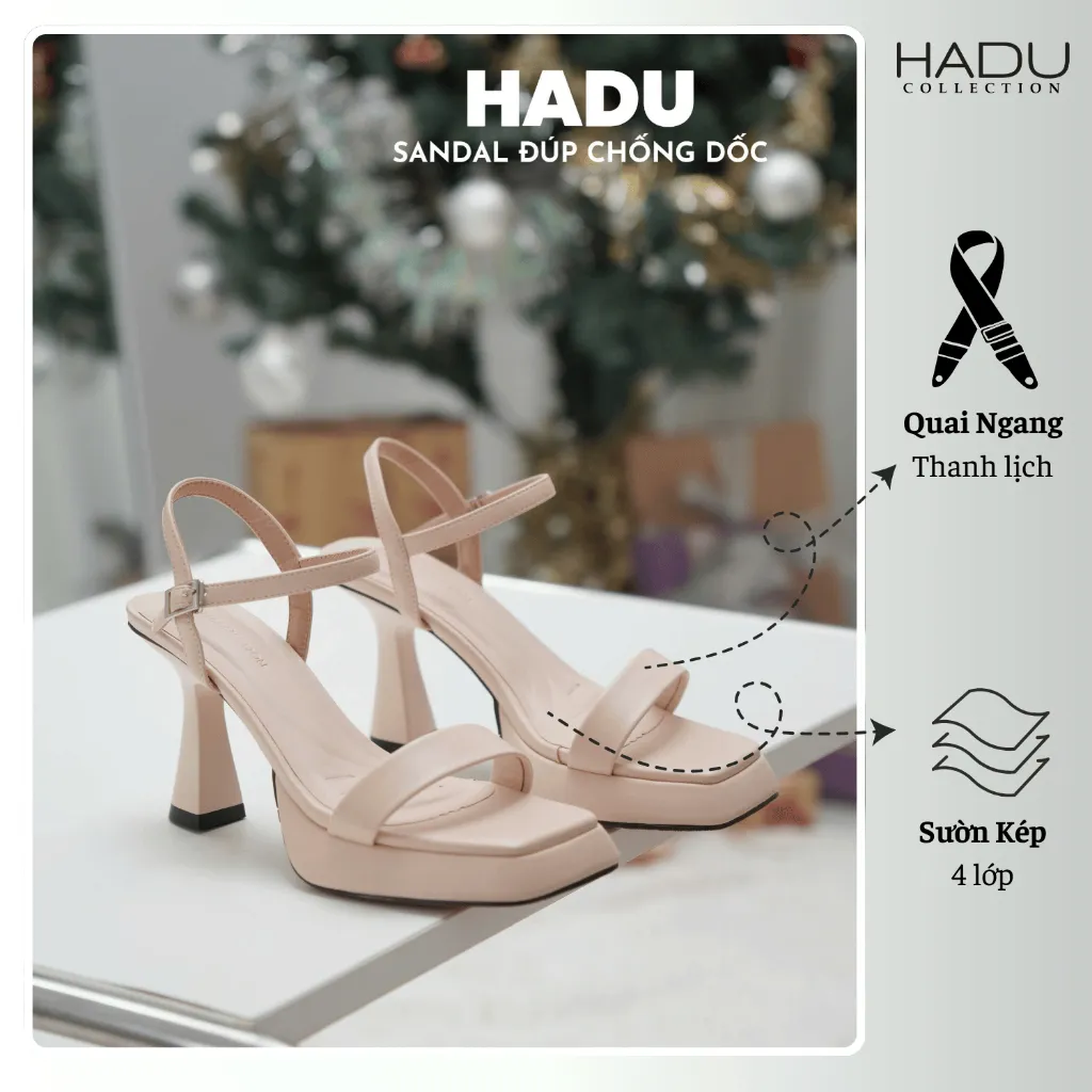 Ảnh Giày Cao Gót Đế Vuông 9P Quai Ngang Đúp Trước 3P VENESSA HADU M967 Da PU Cao Cấp BH 12T 3