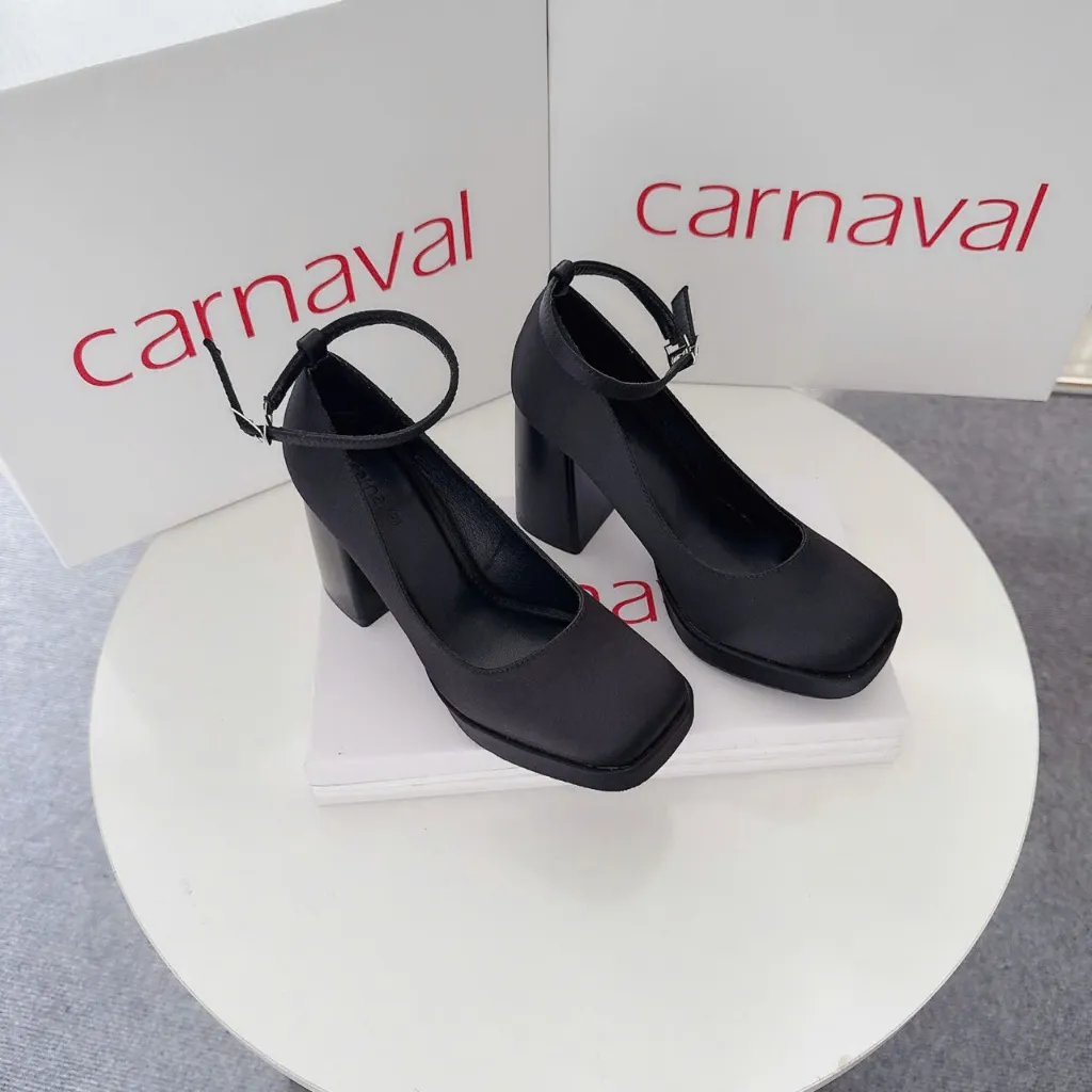 Ảnh Giày Cao Gót Đế Vuông Cao 9cm Carnaval Có Quai Mũi Vuông Sang Trọng, Qúy Phái - VS95 4