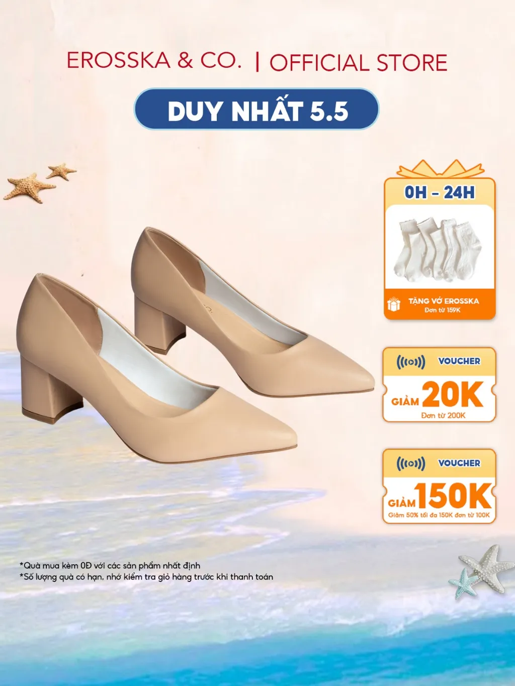 Review Giày Cao Gót Erosska Mũi Nhọn 5cm Màu Kem EP011 - Basic & Thanh Lịch