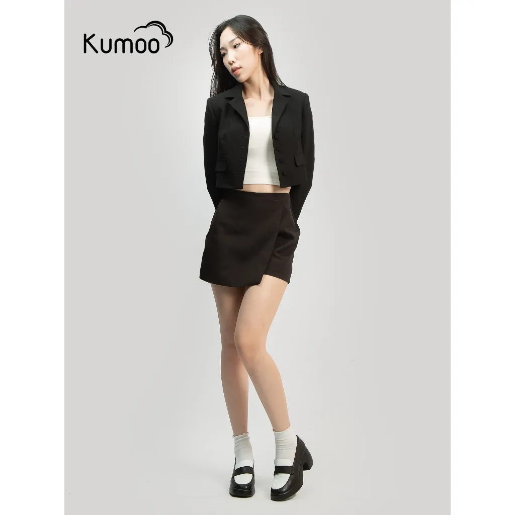 Ảnh Giày Cao Gót Kumoo ALLISHEEL GCG-KUMO-012 Màu Đen Trắng Chất Da Nappa Dáng Mary Jane Đế LugSole 7cm 2
