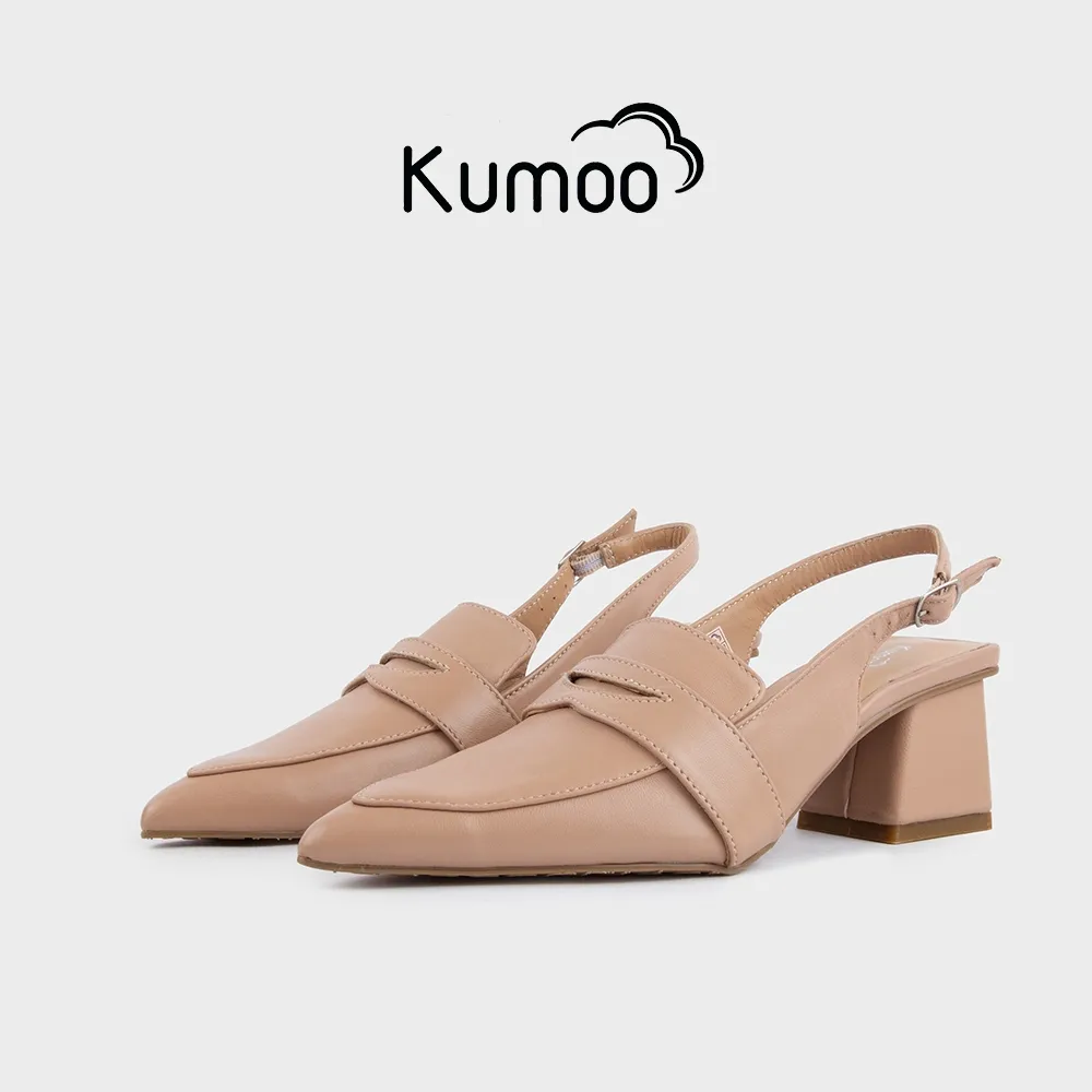 Ảnh Giày Cao Gót Kumoo Kuro Mzu GCG-KUMO-025-B Màu Be Mũi Nhọn Gót Vuông Phong Cách Công Sở Điển Hình 1