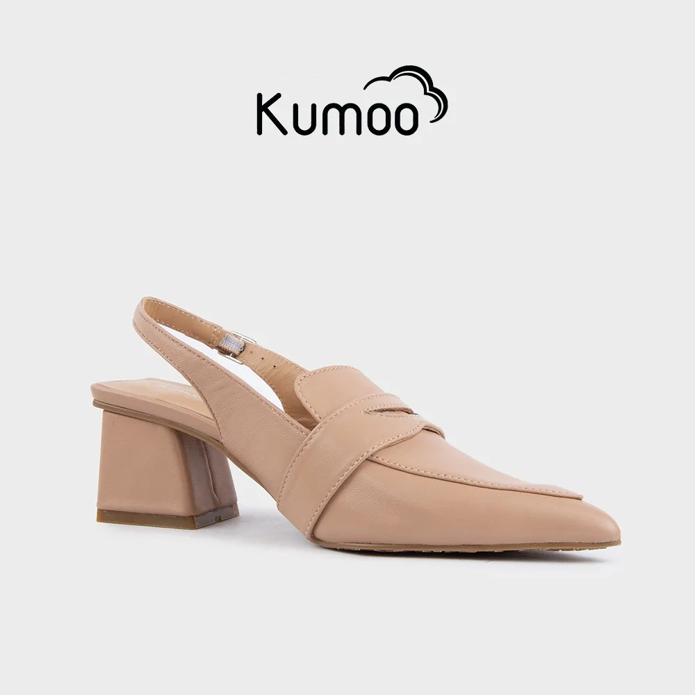 Ảnh Giày Cao Gót Kumoo Kuro Mzu GCG-KUMO-025-B Màu Be Mũi Nhọn Gót Vuông Phong Cách Công Sở Điển Hình 2