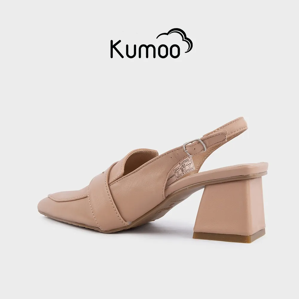 Ảnh Giày Cao Gót Kumoo Kuro Mzu GCG-KUMO-025-B Màu Be Mũi Nhọn Gót Vuông Phong Cách Công Sở Điển Hình 3