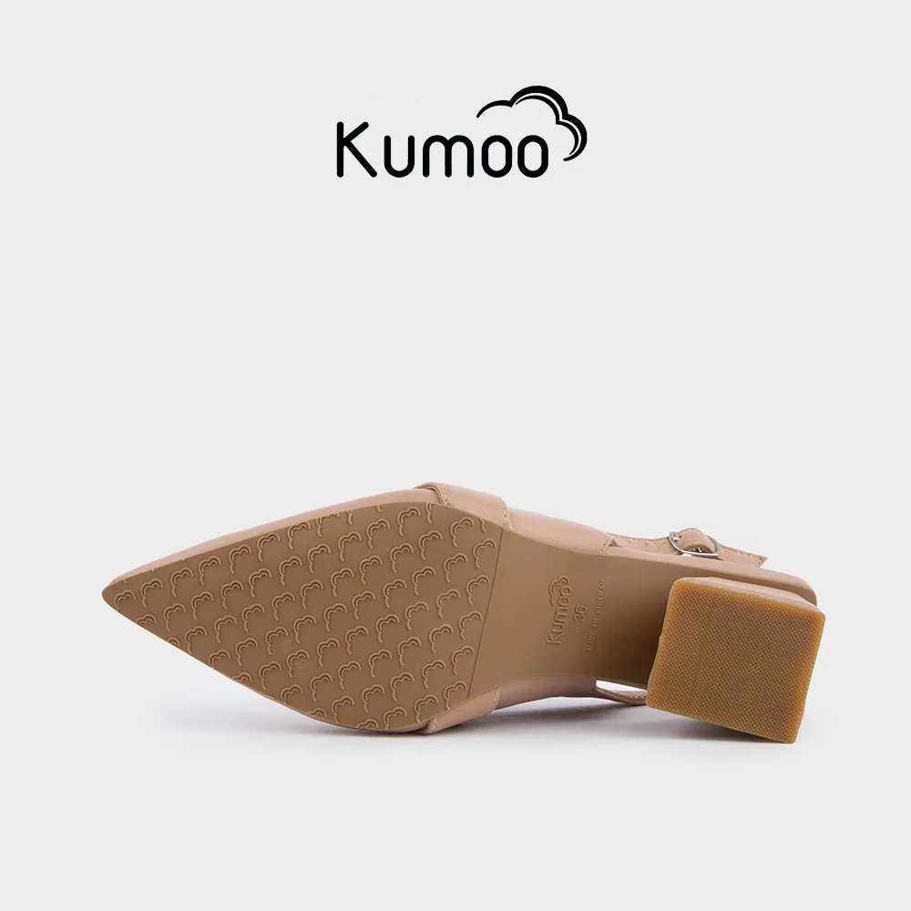 Ảnh Giày Cao Gót Kumoo Kuro Mzu GCG-KUMO-025-B Màu Be Mũi Nhọn Gót Vuông Phong Cách Công Sở Điển Hình 4